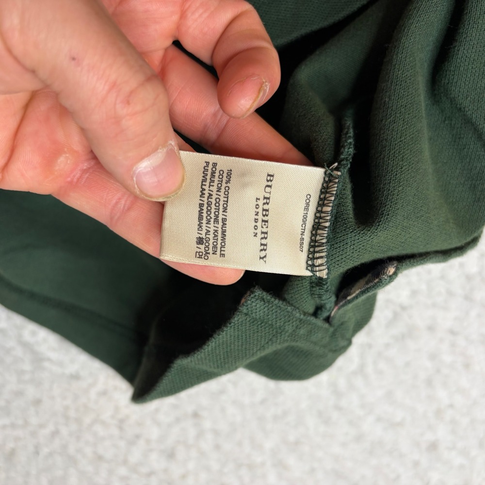 Burberry London Mens Green Pique Polo Shirt Embroidered Knight Logo Size M. - Picture 5 of 8